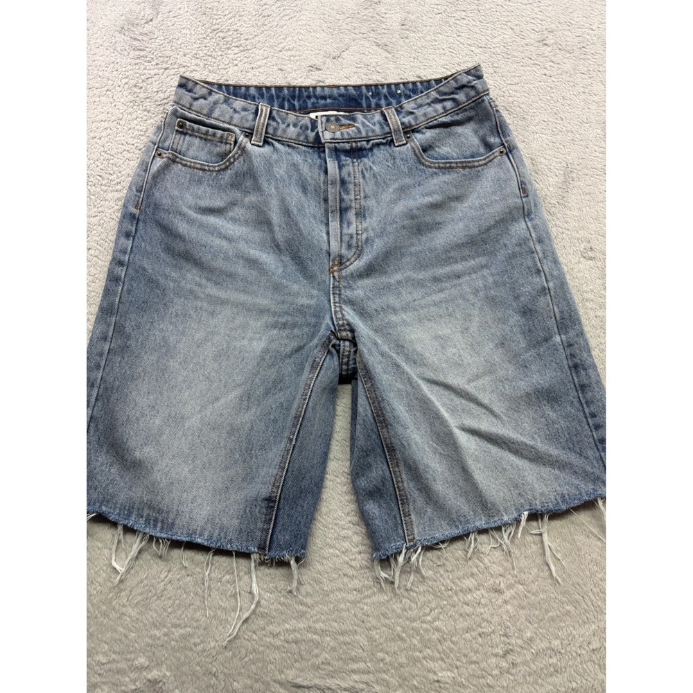 KBB by Kahlana Women Light Wash High Rise Raw Hem Denim Bermuda Shorts Size 4